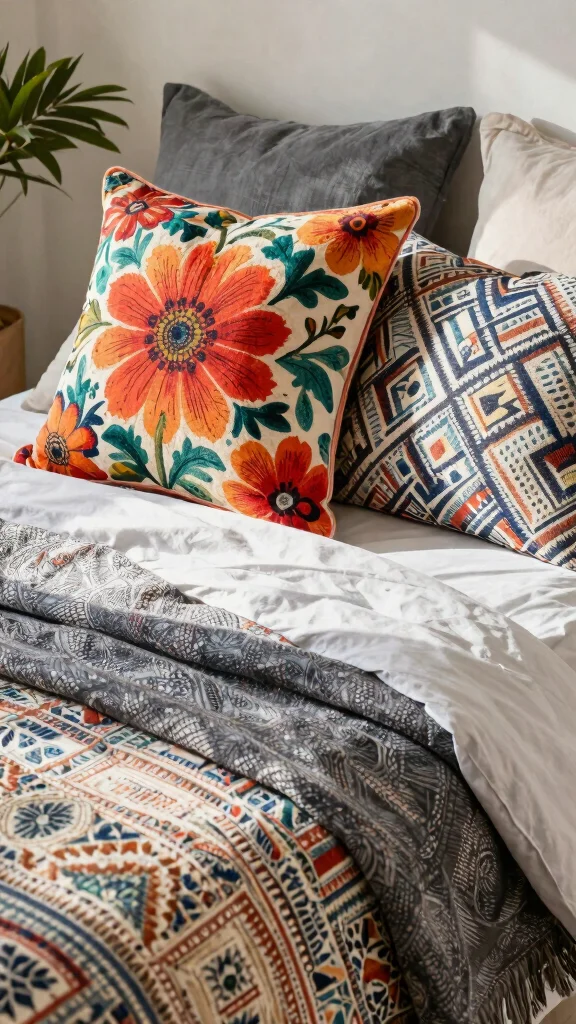 10 26x26 Pillow Styling Ideas for Euro Shams and Oversized Bed Layers - 1. Playful Patterns Galore 1