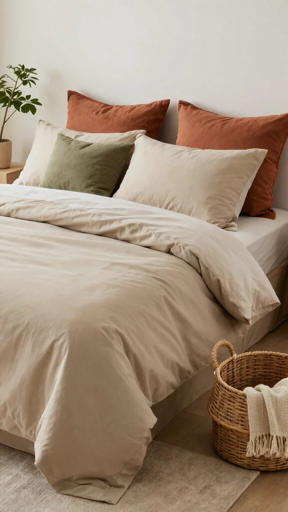 10 26x26 Pillow Styling Ideas for Euro Shams and Oversized Bed Layers - 2. Earthy Tones and Natural Textures 1