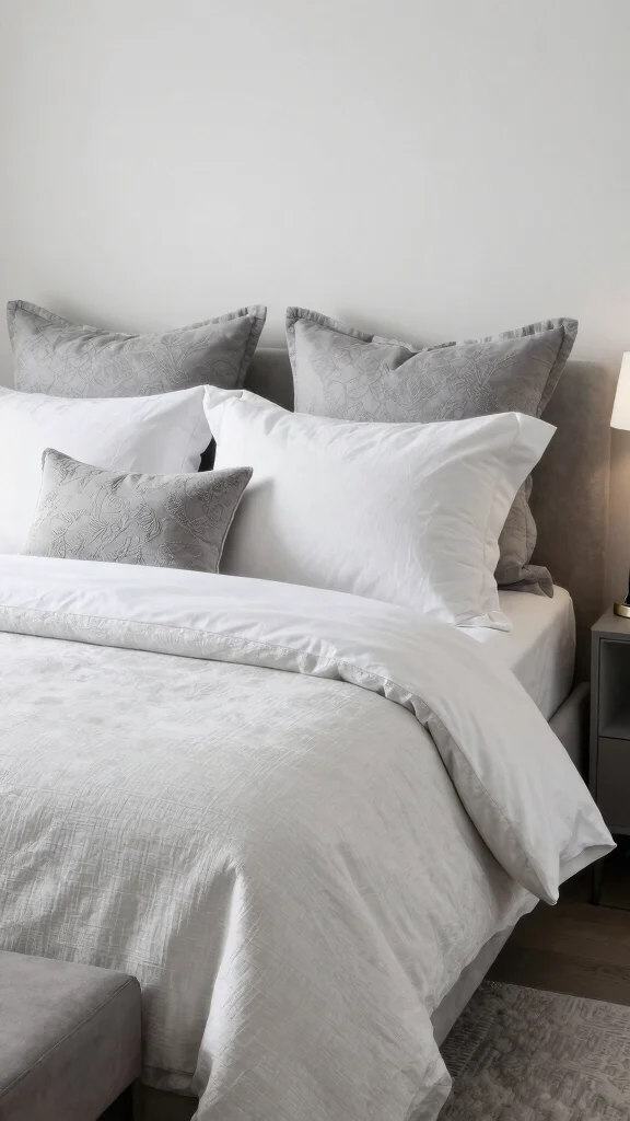 10 26x26 Pillow Styling Ideas for Euro Shams and Oversized Bed Layers - 8. The Elegance of Monochrome 1