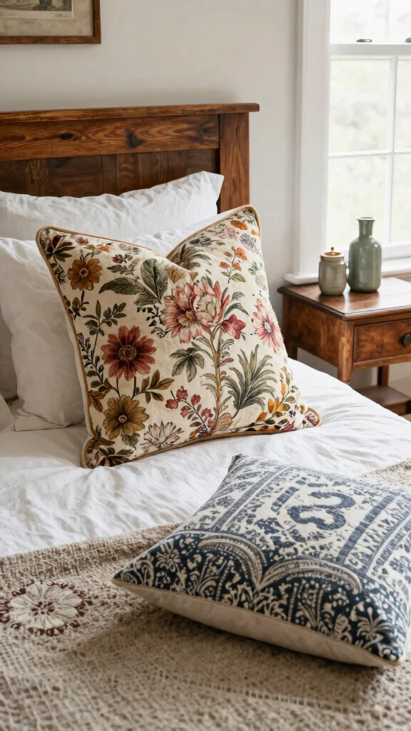 10 26x26 Pillow Styling Ideas for Euro Shams and Oversized Bed Layers - 9. Vintage Finds: A Touch of Nostalgia 1