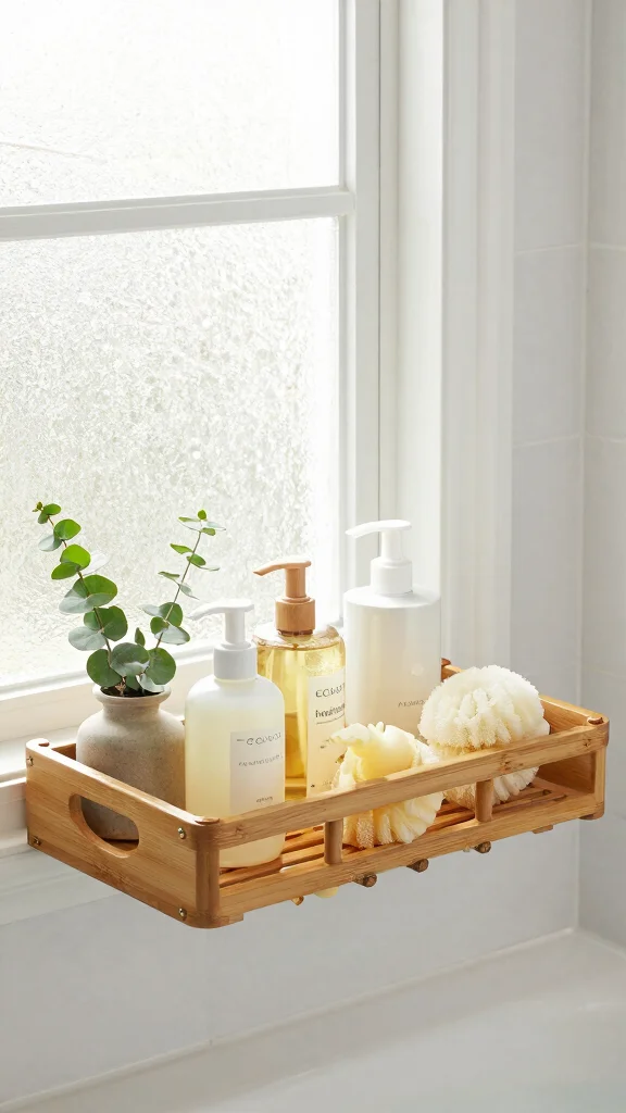 10 Eucalyptus Shower Head and Caddy Ideas for a Spa-Like Morning Routine - 2. Minimalist Bamboo Shower Caddy 1
