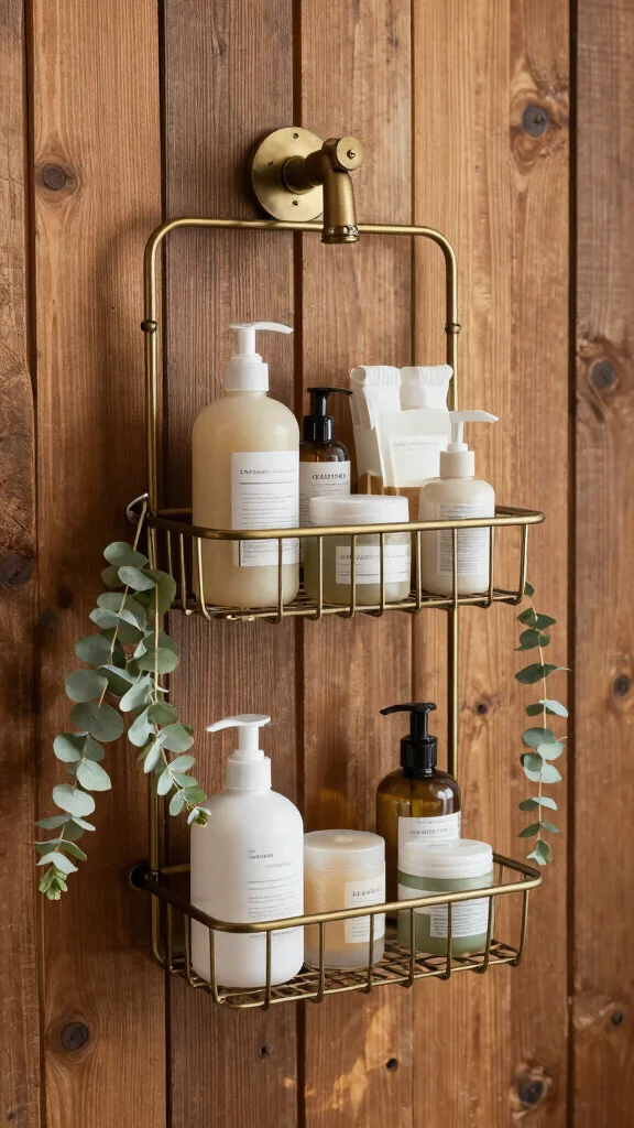 10 Eucalyptus Shower Head and Caddy Ideas for a Spa-Like Morning Routine - 4. Vintage Metal Shower Caddy 1