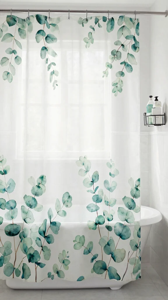 10 Eucalyptus Shower Head and Caddy Ideas for a Spa-Like Morning Routine - 6. Eucalyptus Shower Curtain 1