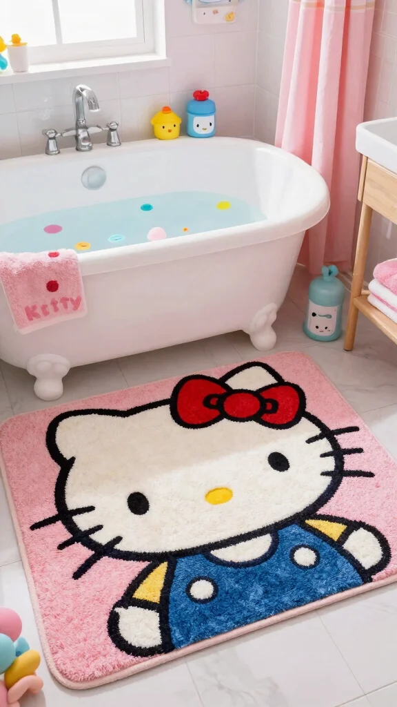 10 Hello Kitty Bathroom Rug Ideas for a Cute Character-Filled Floor - 6. Personalized Hello Kitty Rug 1