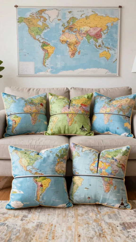 10 Invisible Zipper Pillow Ideas for a Clean Professional-Looking Finish - 7. Travel-Inspired Pillows with Concealed Zippers 1