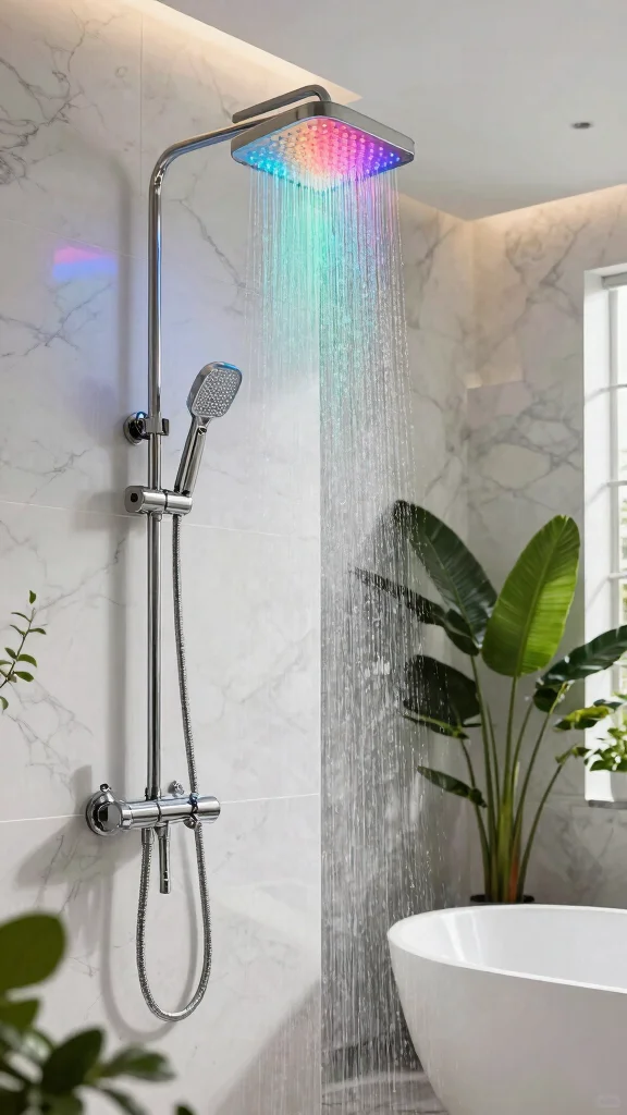 10 Rain Shower Head Ideas for 10-Foot Ceilings - 2. Luxurious LED Rain Shower Heads 1