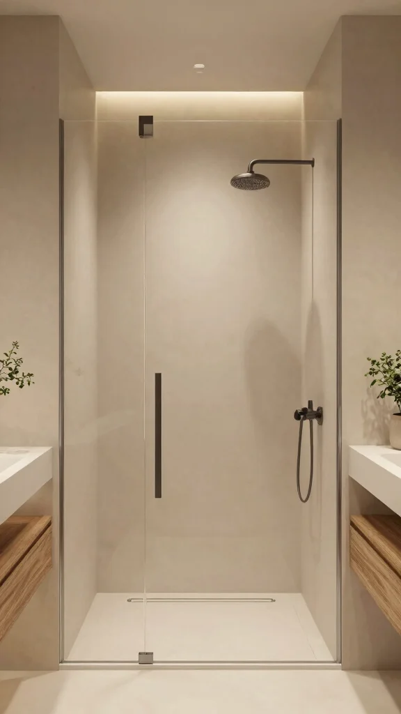 10 Shower Head Mounted on Glass Wall Ideas for a Modern Open Look - 2. Minimalist Magic 1