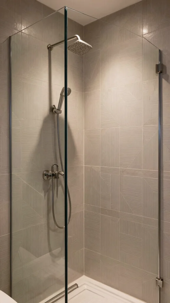 10 Shower Head Mounted on Glass Wall Ideas for a Modern Open Look - 4. Geometric Patterns 1
