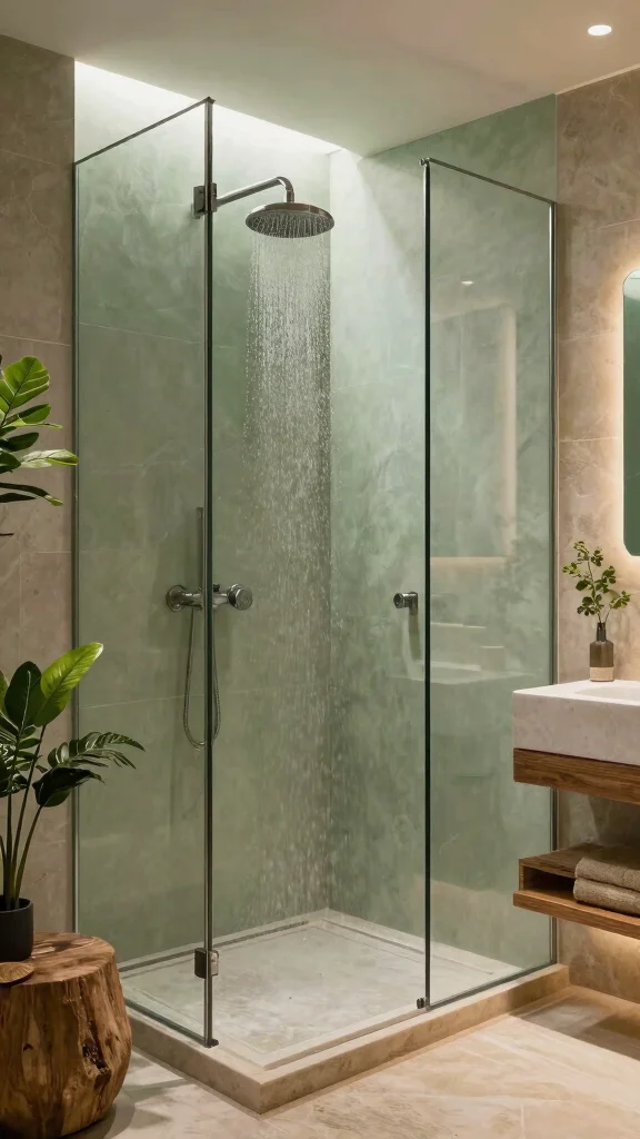 10 Shower Head Mounted on Glass Wall Ideas for a Modern Open Look - 5. Spa-Inspired Serenity 1
