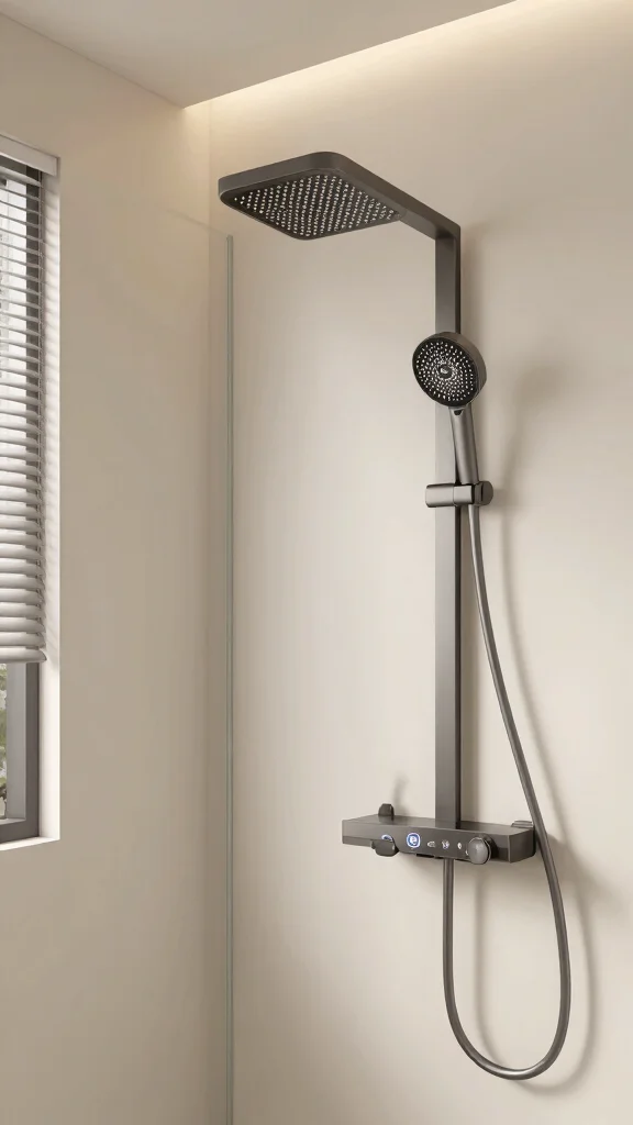 10 Shower Head Mounted on Glass Wall Ideas for a Modern Open Look - 9. Smart Technology 1