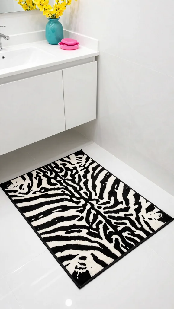 10 Zebra Print Bathroom Rug Ideas for a Bold Graphic Floor - 1. Classic Zebra Print with a Modern Twist 1