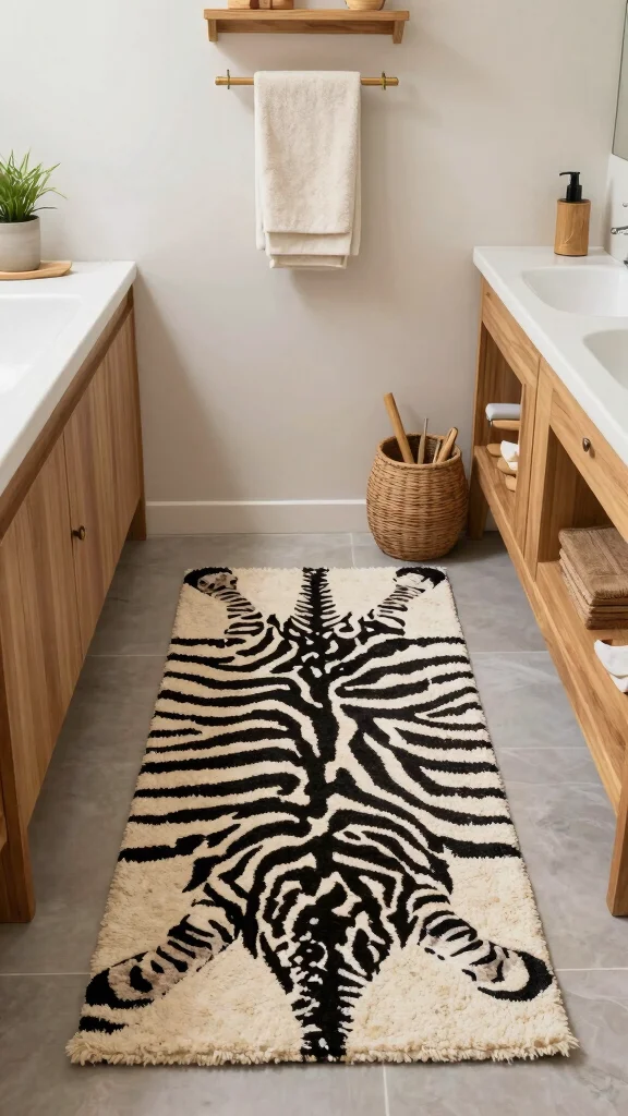 10 Zebra Print Bathroom Rug Ideas for a Bold Graphic Floor - 7. Eco-Friendly Materials 1