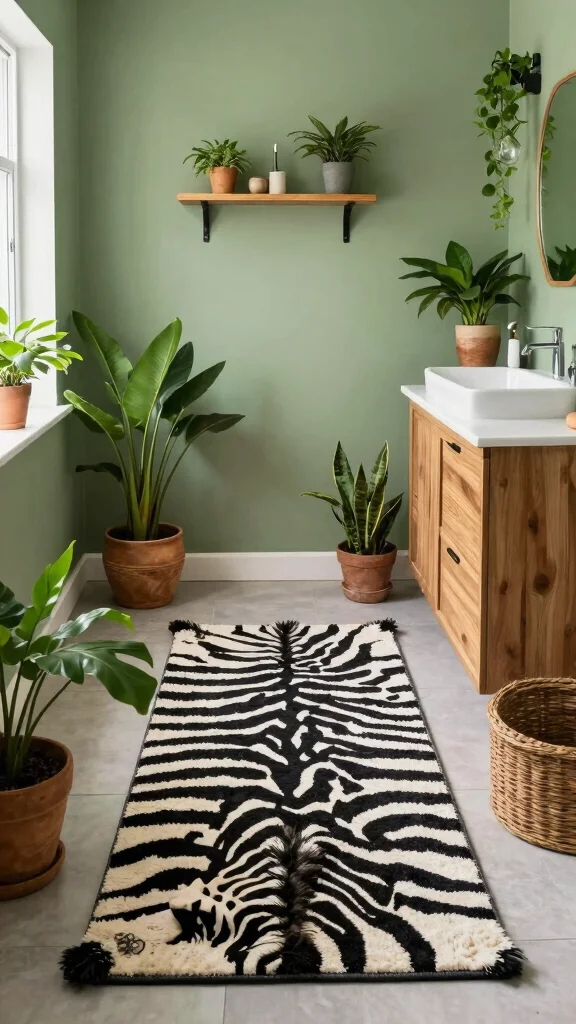 10 Zebra Print Bathroom Rug Ideas for a Bold Graphic Floor - 8. Outdoor Inspiration 1