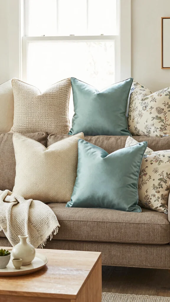 11 18x18 Couch Pillow Styling Ideas for a Classic Well-Proportioned Look - 2. Layering Textures 1