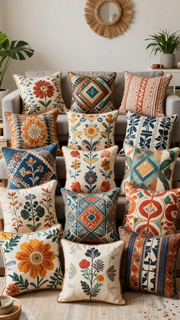 11 24x24 Couch Pillow Styling Ideas for a Larger Bolder Statement - 1. Embrace Vibrant Patterns 1