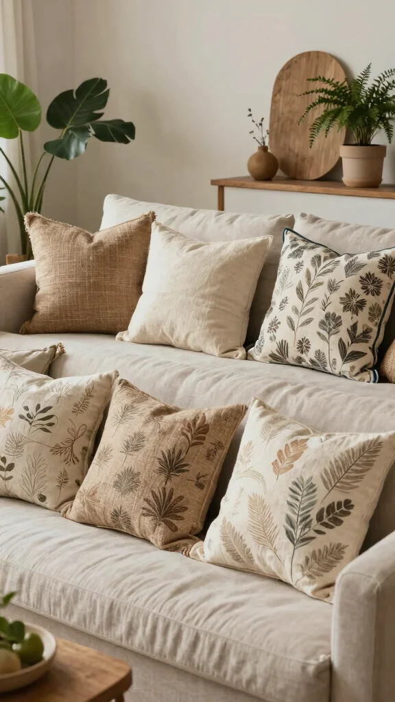 11 24x24 Couch Pillow Styling Ideas for a Larger Bolder Statement - 11. Incorporate Natural Elements 1