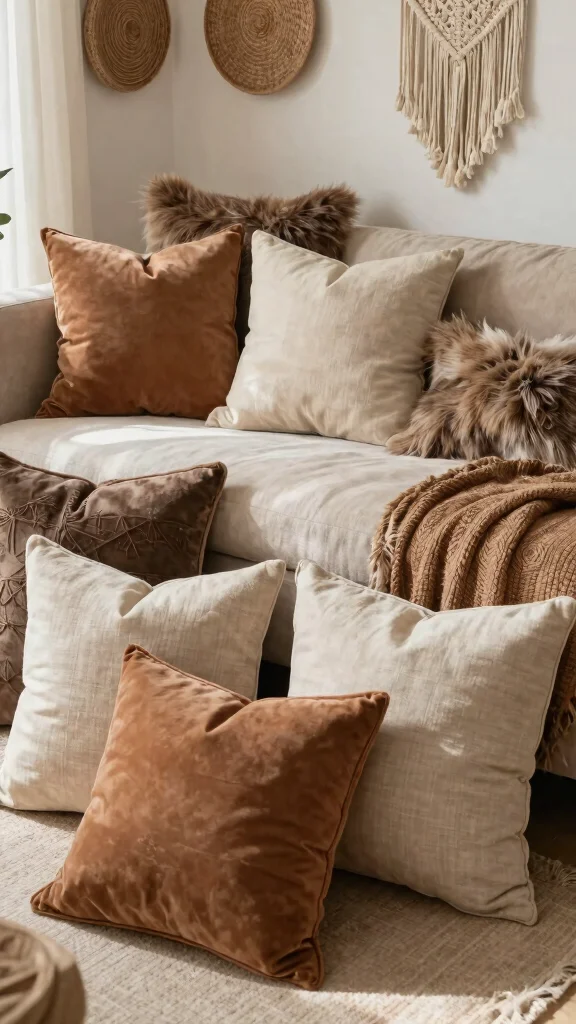 11 24x24 Couch Pillow Styling Ideas for a Larger Bolder Statement - 2. Layering Textures 1