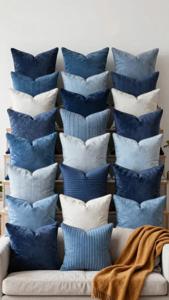 11 24x24 Couch Pillow Styling Ideas for a Larger Bolder Statement - 3. Monochromatic Magic 1