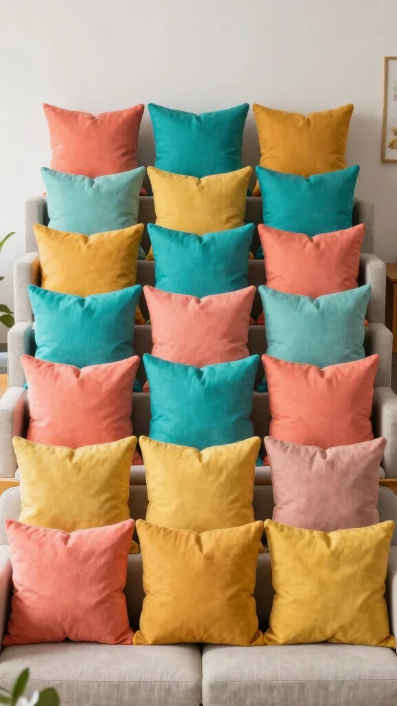 11 24x24 Couch Pillow Styling Ideas for a Larger Bolder Statement - 9. Playful Color Blocking 1