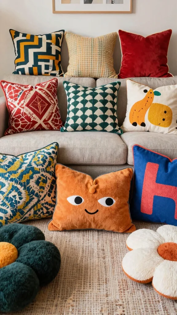 11 5-Pillow Couch Arrangement Ideas for a Lush, Inviting Sofa - 11. The Eclectic Mix 1