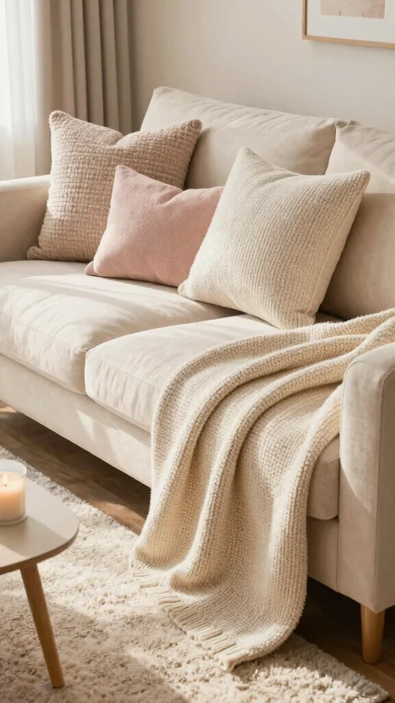 11 70s Style Throw Pillow Ideas for a Retro Warm-Toned Living Room - 4. Textured Knitted Pillows 1