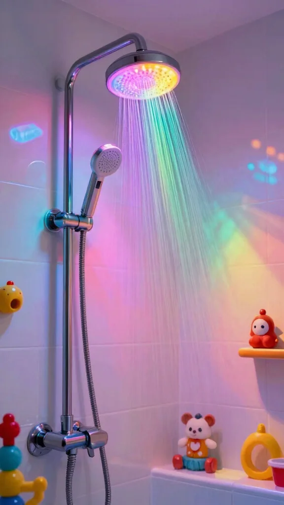 11 Adjustable Shower Head Ideas for Kids That Grow With Them - 10. Color-Changing Shower Heads 1
