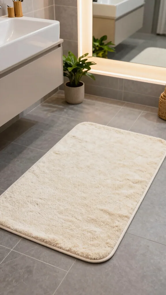 11 Bathroom Rug Ideas for Gray Floors That Warm Up the Space - 1. Cozy Cotton Bath Mats 1