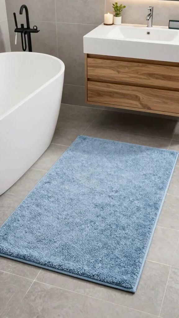 11 Bathroom Rug Ideas for Gray Floors That Warm Up the Space - 4. Luxurious Microfiber Rugs 1