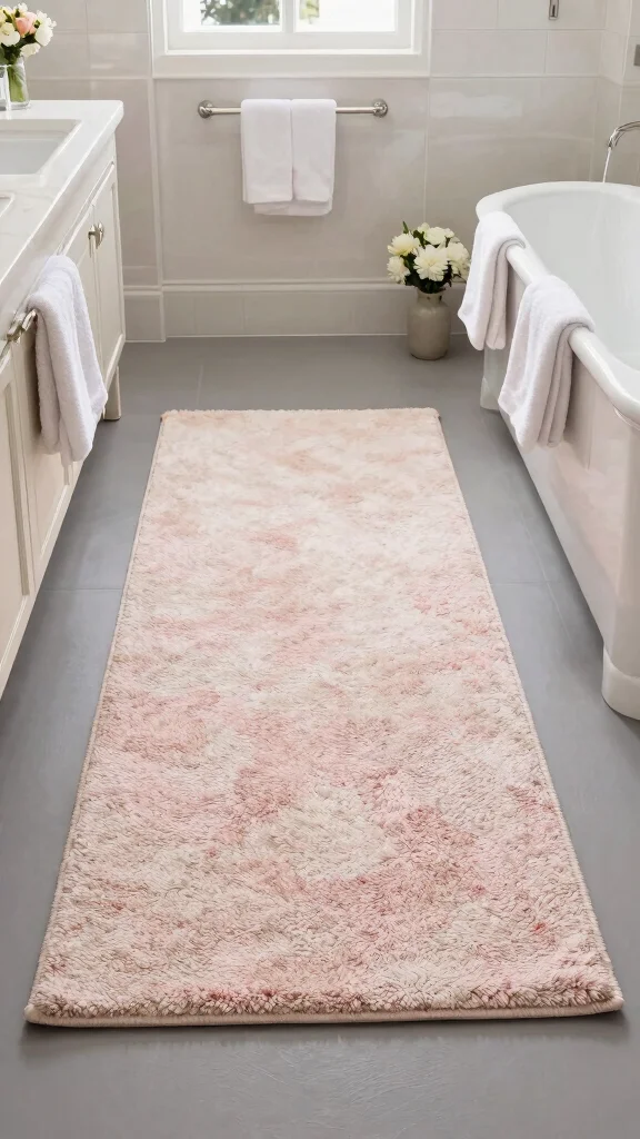11 Bathroom Rug Ideas for Gray Floors That Warm Up the Space - 7. Stylish Chenille Rugs 1