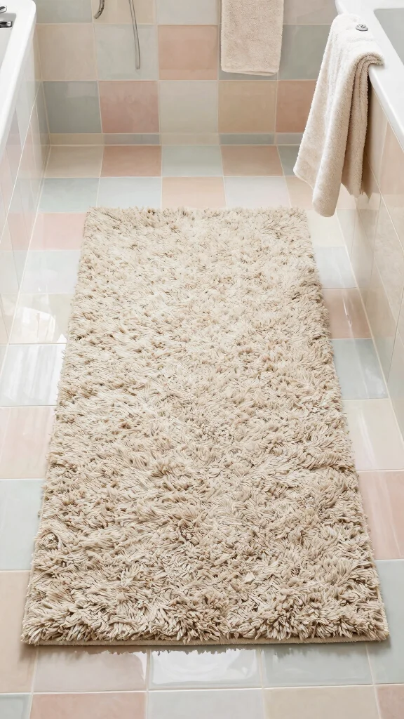 11 Bathroom Rug Ideas for Patterned Tile That Don't Clash - 4. Textured Rugs for Added Depth 1
