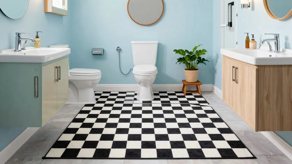 11 Checkered Bathroom Rug Ideas for a Graphic Flair