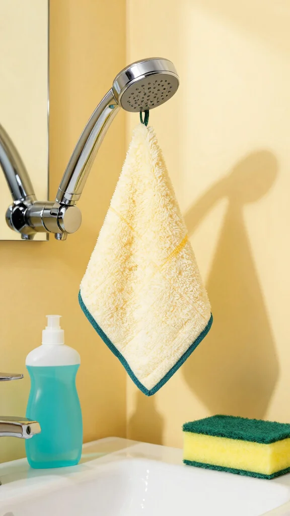 11 DIY Shower Head Cleaner Ideas Using Vinegar, Baking Soda, and Lemon - 10. Reusable Cleaning Cloth 1