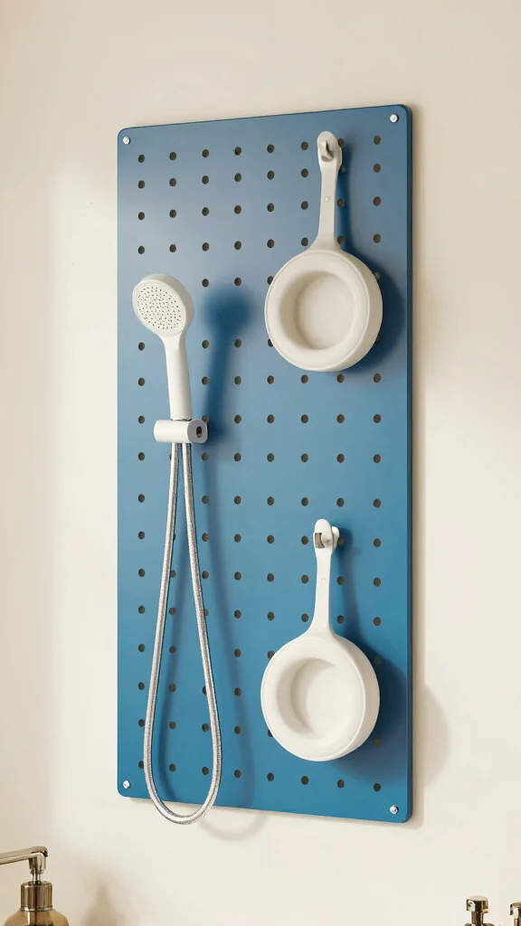 11 DIY Shower Head Holder Ideas for Custom Budget-Friendly Mounting - 11. Pegboard Holder 1