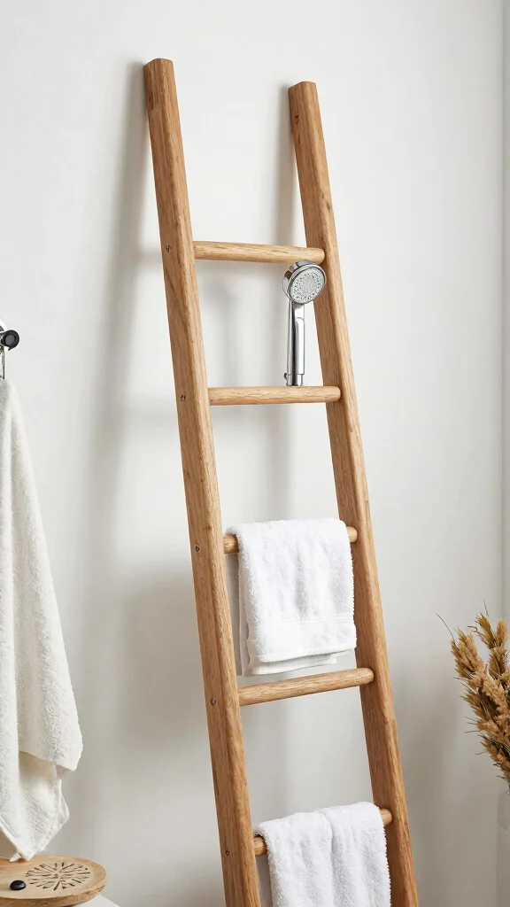 11 DIY Shower Head Holder Ideas for Custom Budget-Friendly Mounting - 6. Ladder Rack Holder 1