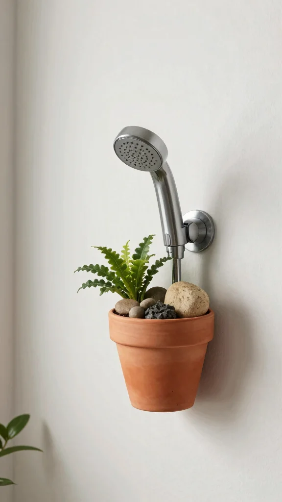 11 DIY Shower Head Holder Ideas for Custom Budget-Friendly Mounting - 8. Terracotta Planter Holder 1