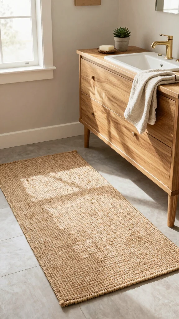 11 Earthy Bathroom Rug Ideas for a Natural Grounded Bathroom Palette - 1. Jute and Hemp Bliss 1