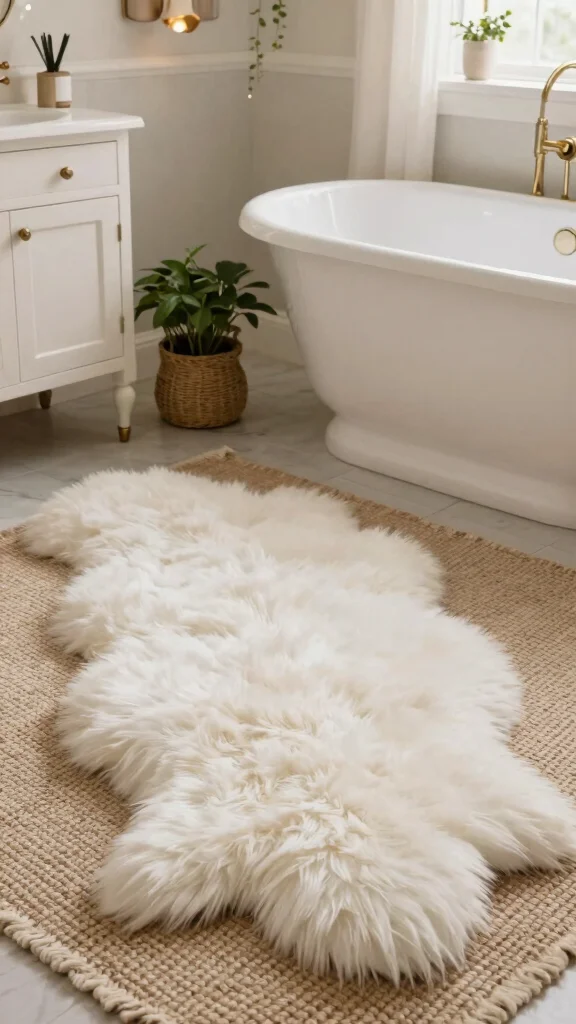 11 Earthy Bathroom Rug Ideas for a Natural Grounded Bathroom Palette - 11. Eco-Friendly Faux Fur 1