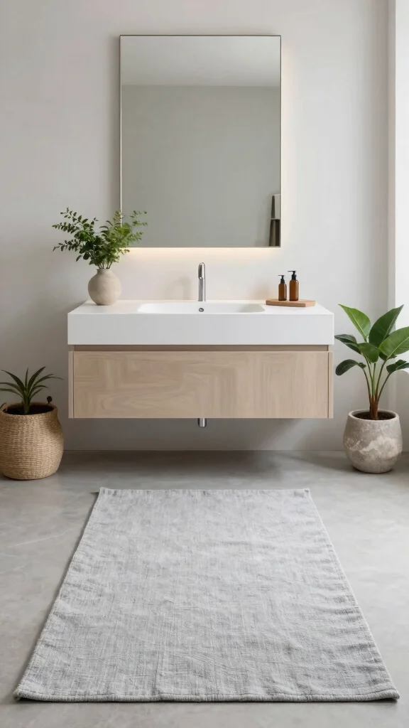 11 Earthy Bathroom Rug Ideas for a Natural Grounded Bathroom Palette - 8. Minimalist Linen Elegance 1