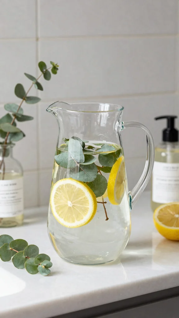 11 Eucalyptus Shower Head Ideas for an Aromatherapy-Inspired Daily Shower - 10. Eucalyptus-Infused Water Pitcher for Refreshing Hydration 1