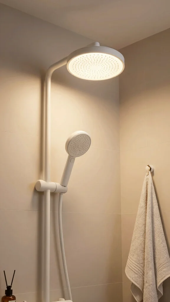11 Exposed Plumbing Shower Head Ideas for an Industrial Vintage Look - 10. Shower Heads with Built-In Lighting 1