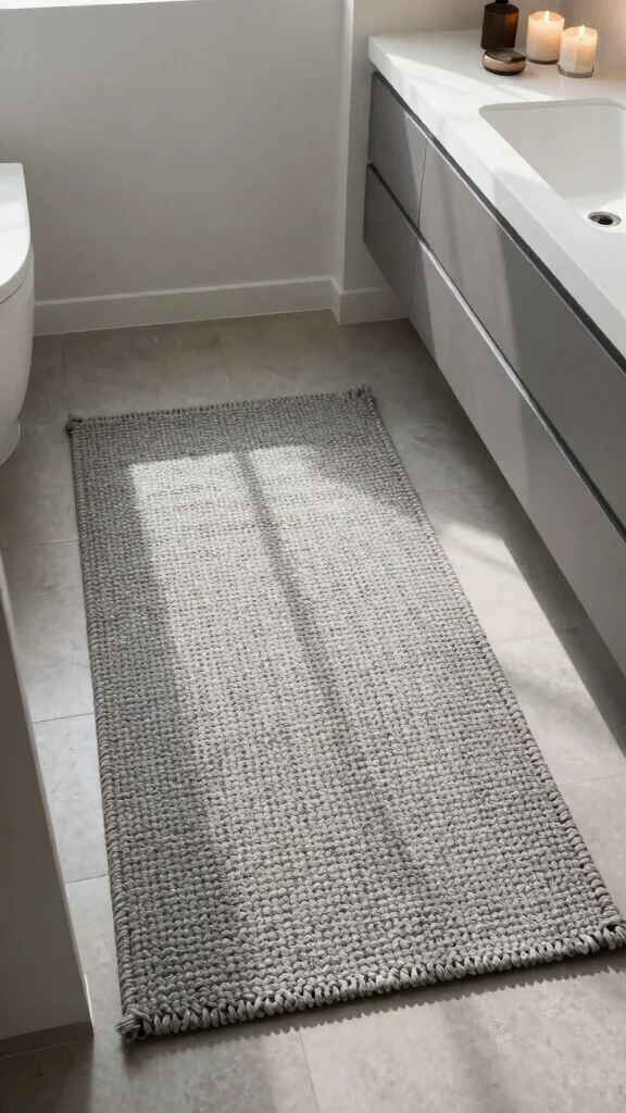 11 Lake House Bathroom Rug Ideas for a Relaxed Waterside Aesthetic - 5. Textured Woven Bath Rug 1