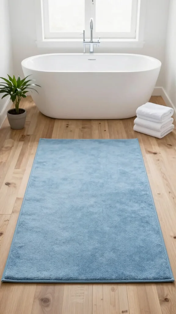 11 Lake House Bathroom Rug Ideas for a Relaxed Waterside Aesthetic - 9. Minimalist Solid Color Rug 1