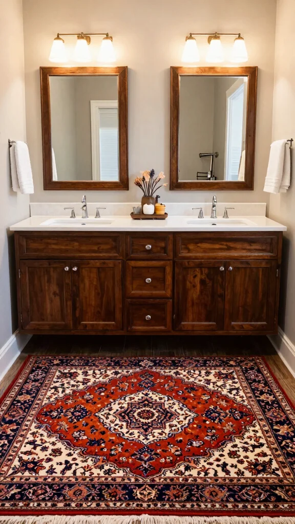 11 Master Bathroom Double Vanity Rug Ideas for a Balanced Layout - 2. Elegant Persian Rugs 1
