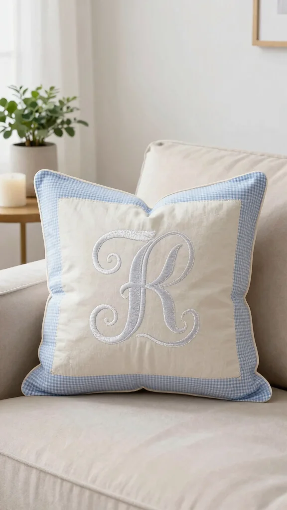 11 Memorial Pillow Ideas Made From Loved Ones' Shirts - 2. Monogrammed Memories 1