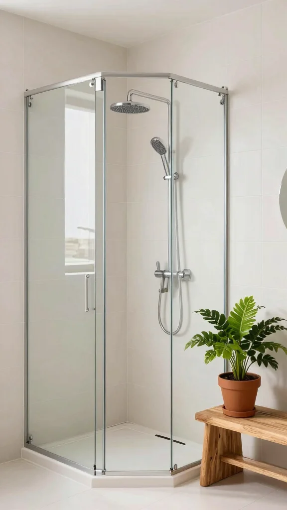 11 Off-Center Shower Head Placement Ideas for Small or Awkward Showers - 1. Corner Shower Head for Maximum Space 1