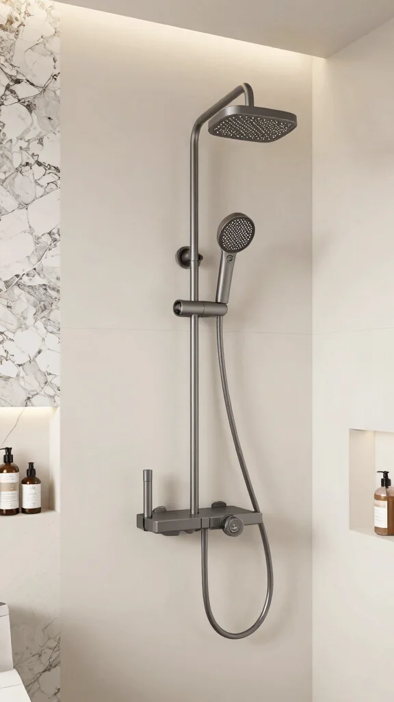 11 Off-Center Shower Head Placement Ideas for Small or Awkward Showers - 4. Dual Shower Heads for Versatility 1