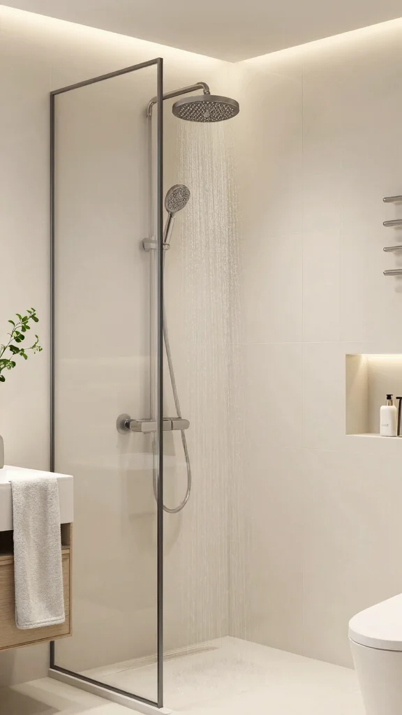 11 Off-Center Shower Head Placement Ideas for Small or Awkward Showers - 7. Wall-Mounted Rain Shower Heads for a Spa Feel 1