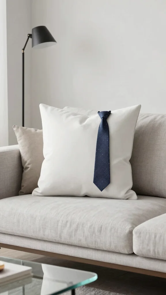 11 Pillow Ideas Made From Men's Ties for a Unique Heirloom Keepsake - 10. Minimalist Tie Pillow 1