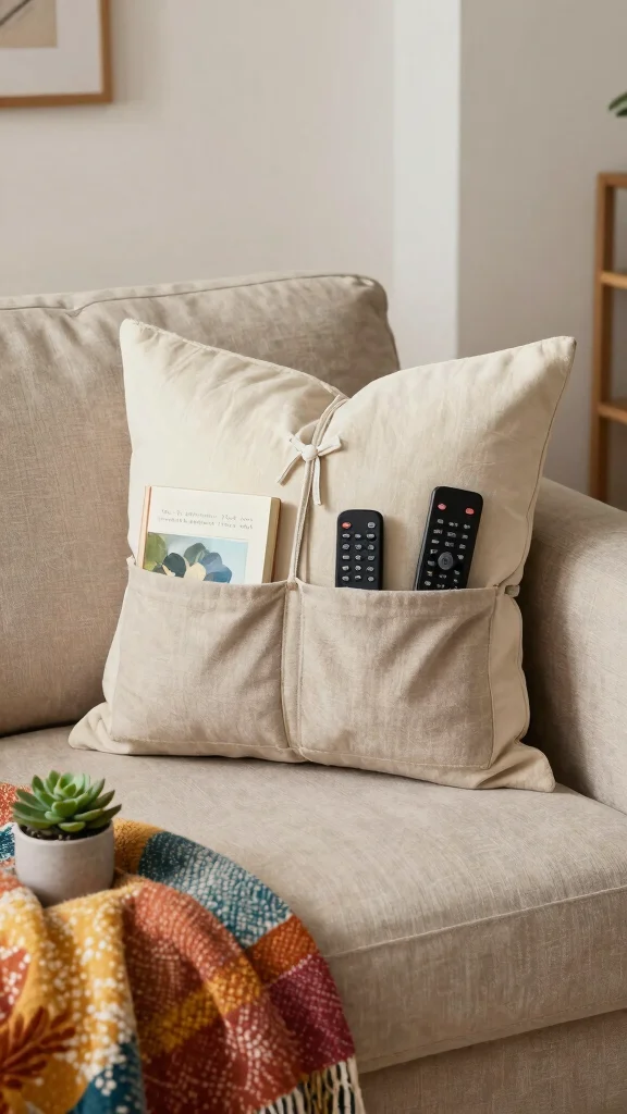 11 Pillow Ideas Made From Men's Ties for a Unique Heirloom Keepsake - 11. Tie-Upcycled Pillow with Pockets 1