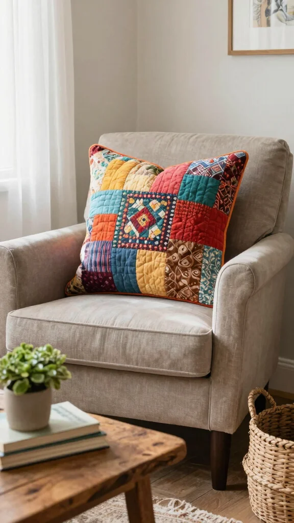11 Pillow Ideas Made From Old Quilts for a Beautiful Upcycled Home Accent - 1. Patchwork Pillow Magic 1
